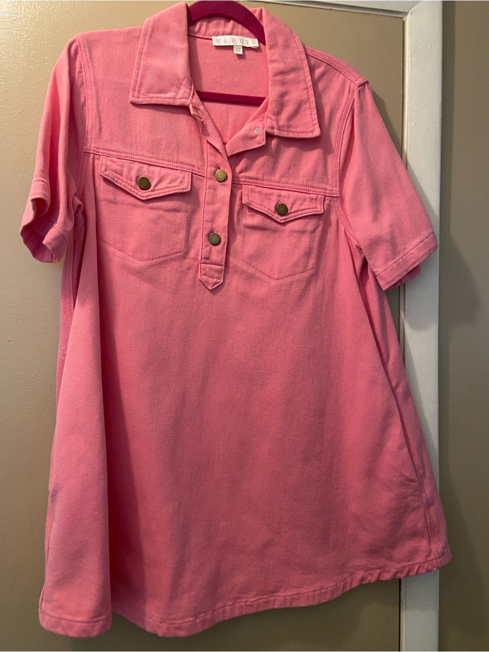 Karlie Bubblegum Pink Denim Dress! Medium! EUC!